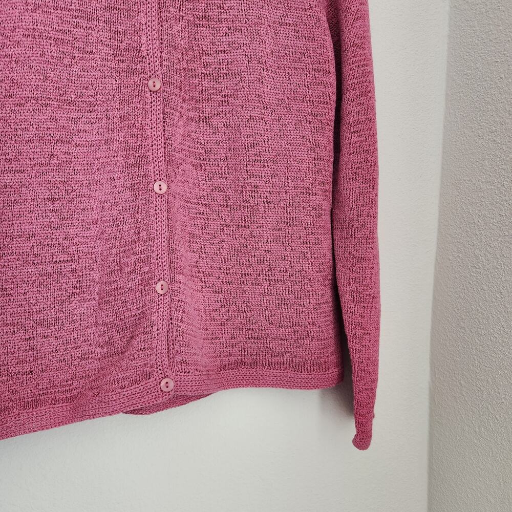 Vintage 80s 90s Pendleton Pink Open Knit Button Front Cardigan Sweater S - Picture 4 of 8
